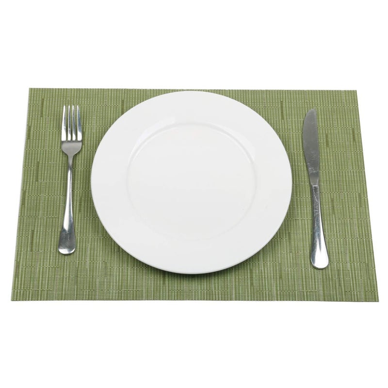 SHACOS Placemats Set of 6 Woven Vinyl Place Mats for Dining Table Wipe Clean Non Slip Christmas Table Mats (6, Olive Green) - Image 5